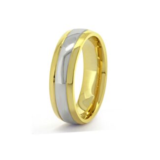 Palladium and yellow gold gents wedding band