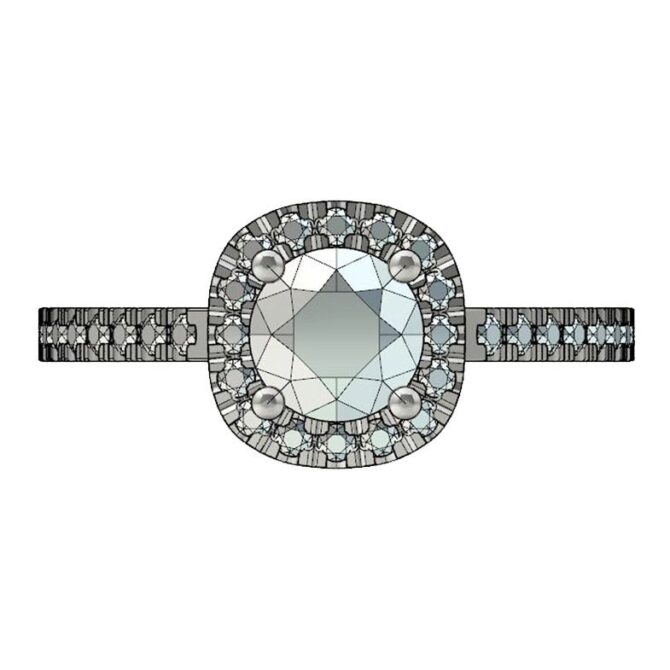 Cuatom Designed White Gold Diamond Halo Ring SB0199