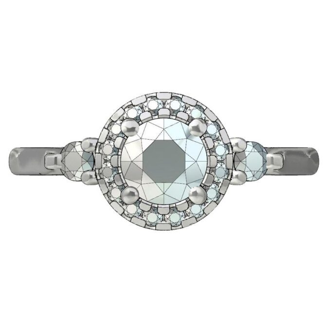 Custom Designed Diamond Halo Engagement Ring-SB0090