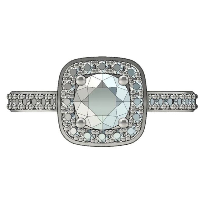 Custom Designed Diamond Halo Engagement Ring-SB01014