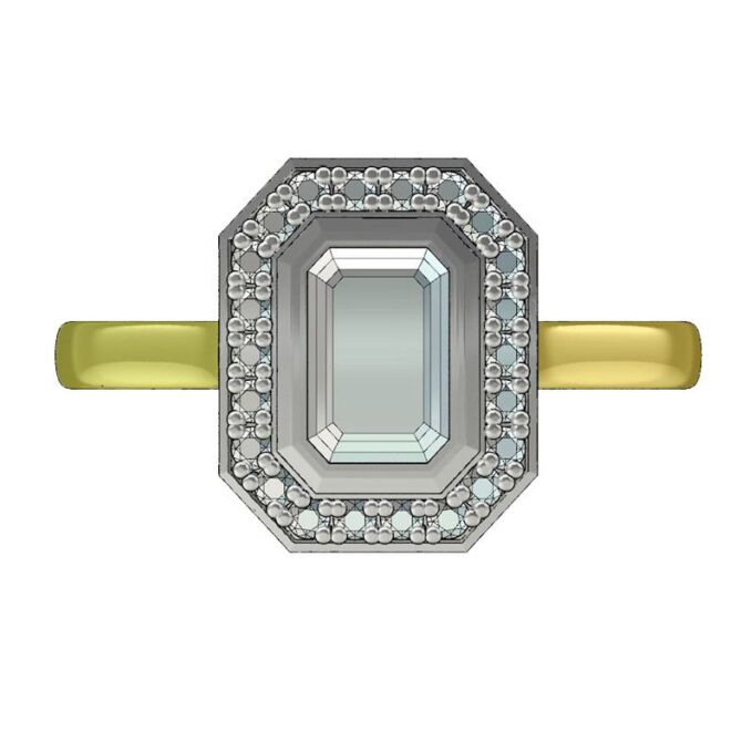 Custom Designed Emerald Halo Engagement Ring-SB0105