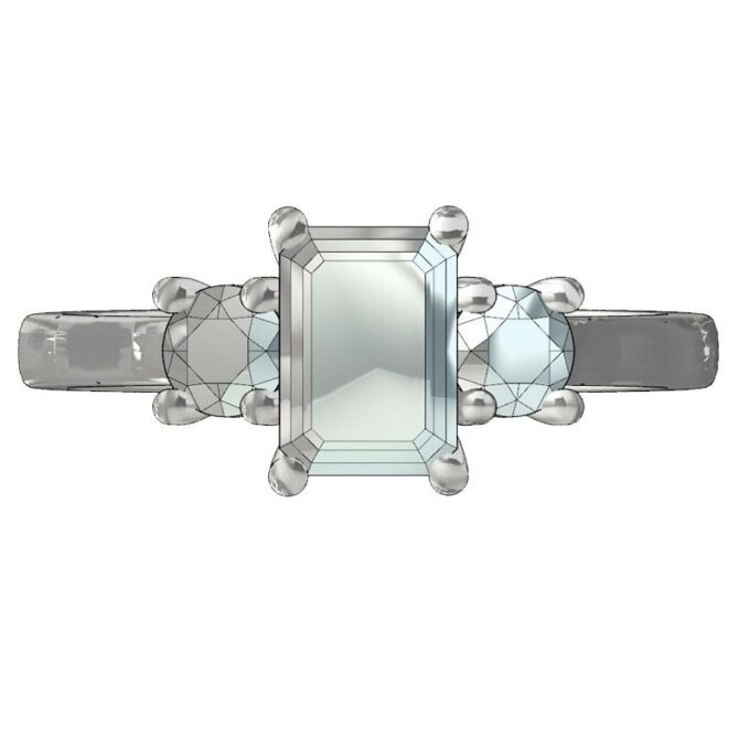 Custom Designed Three Stone Engagement Ring-SB0055