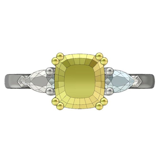 Custom Designed Three Stone Engagement Ring-SB0060