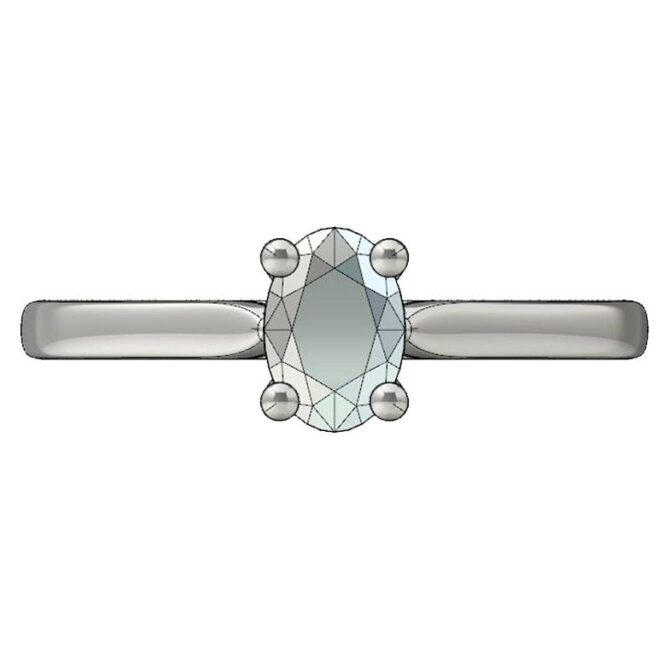 Custom Designed White Gold Oval Solitaire Ring SB0198