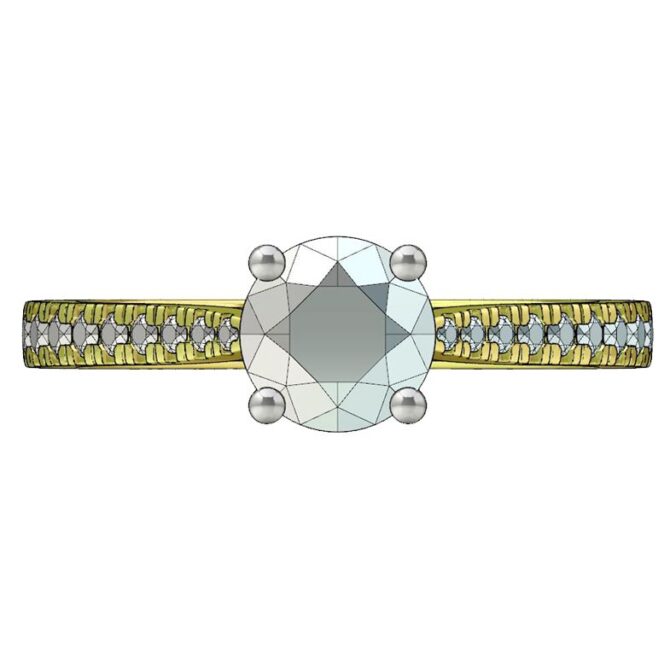 Custom Designed Yellow Gold Shoulder Set Diamond Ring - SB0137