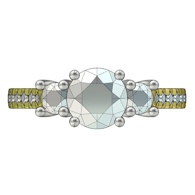 Custom Designed Yellow Gold Shoulder Set Diamond Ring SB0143