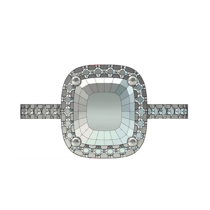 Custom built Radiant Halo Diamond Engagement Ring SB0045