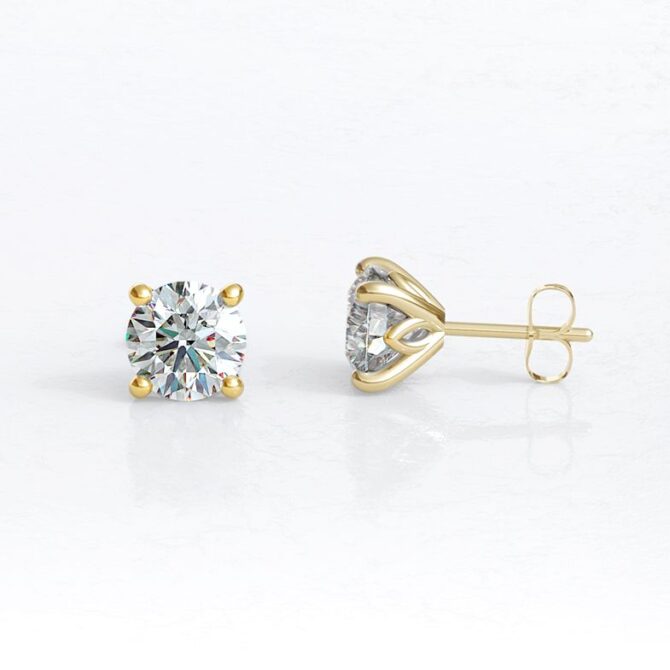 ber206-6mm-yellow-gold-tulip-style-diamond-stud-earrings-image-1