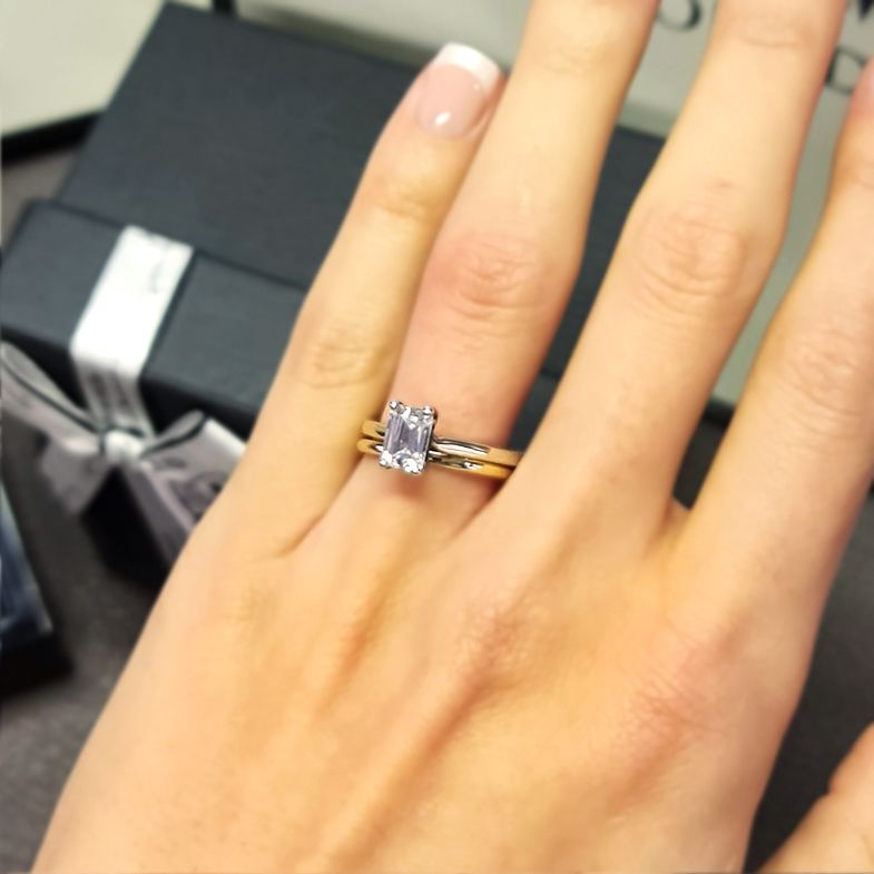 Emerald Solitaire Engagement Ring Emerald Cut Solitaire Ring