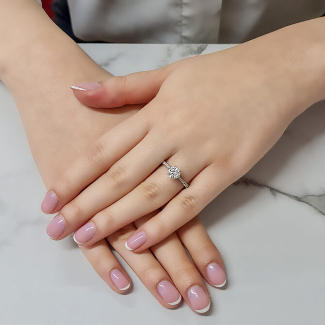 1.05ct Round Cut Side Stone Ring PR1073 on hand 1