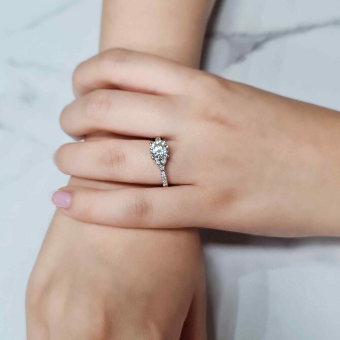 1.55 Carat Side Stone Ring PR1033 on hand 3