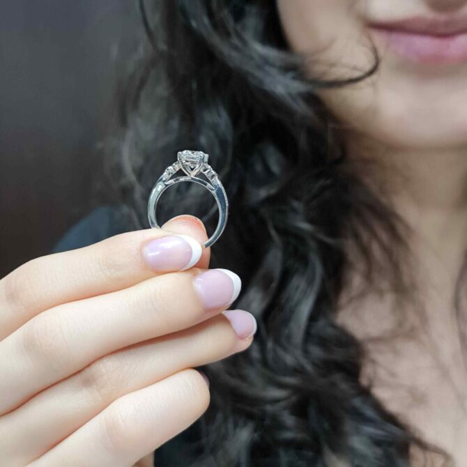 1.55 Carat Side Stone Ring PR1033 side view