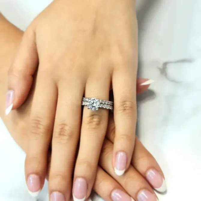 Claw set diamond engagement ring Dublin on hand-pr1053-2