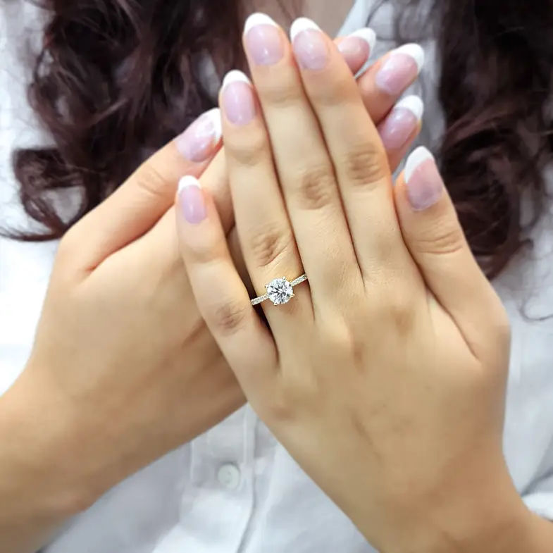 Round Cut Side Stone Ring PR1057 Bespoke Diamonds