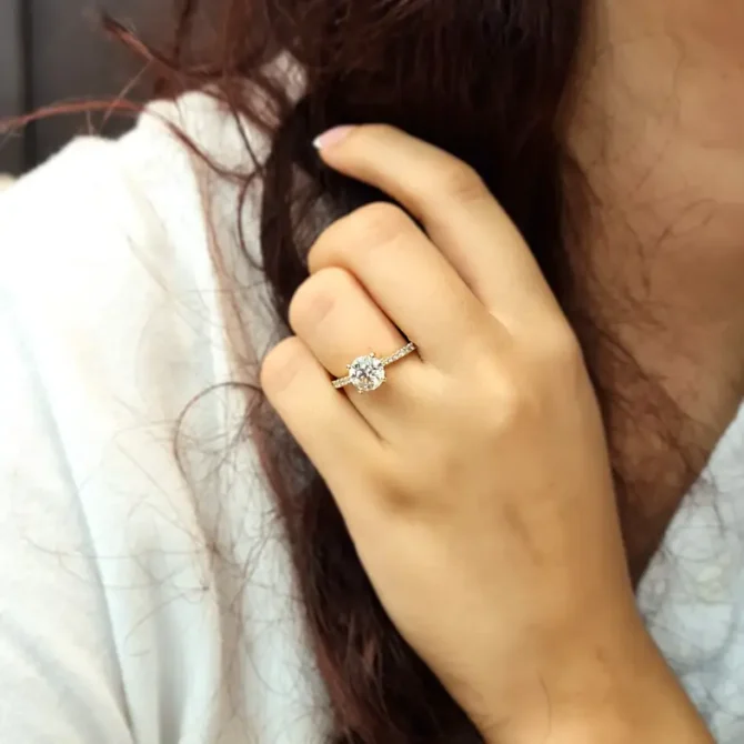 Side stone diamond ring in Dublin on hand-pr1057-4