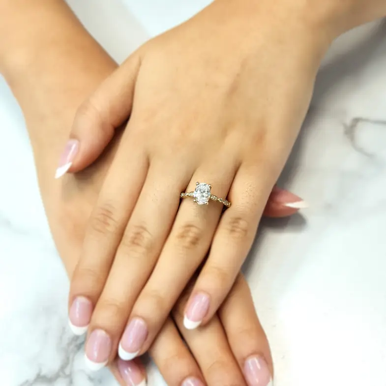 Oval Cut Side Stone Ring PR1041 Bespoke Diamonds Dublin