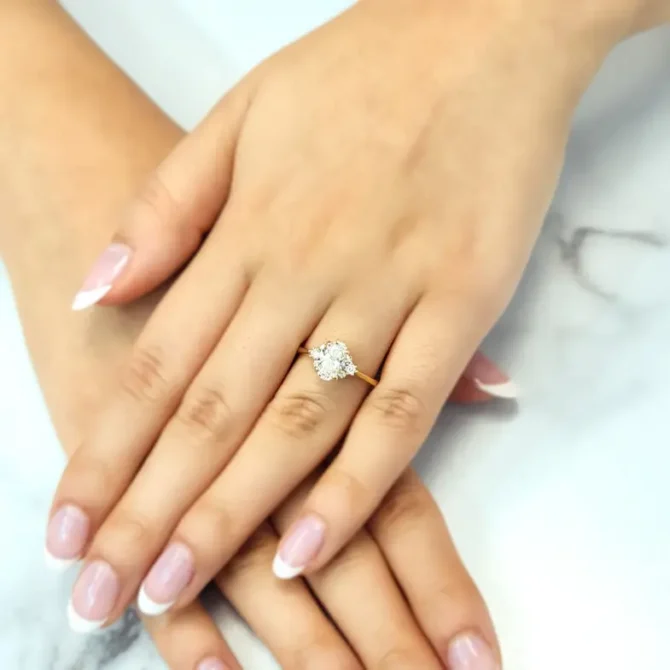 Yellow gold oval side stone diamond engagement ring Dublin-pr1054-5