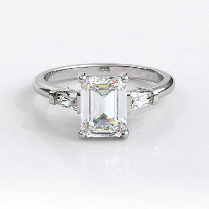 TR1053-18k-white-gold-emerald-and-baguette-cut-diamond-three-stone-ring-image-1
