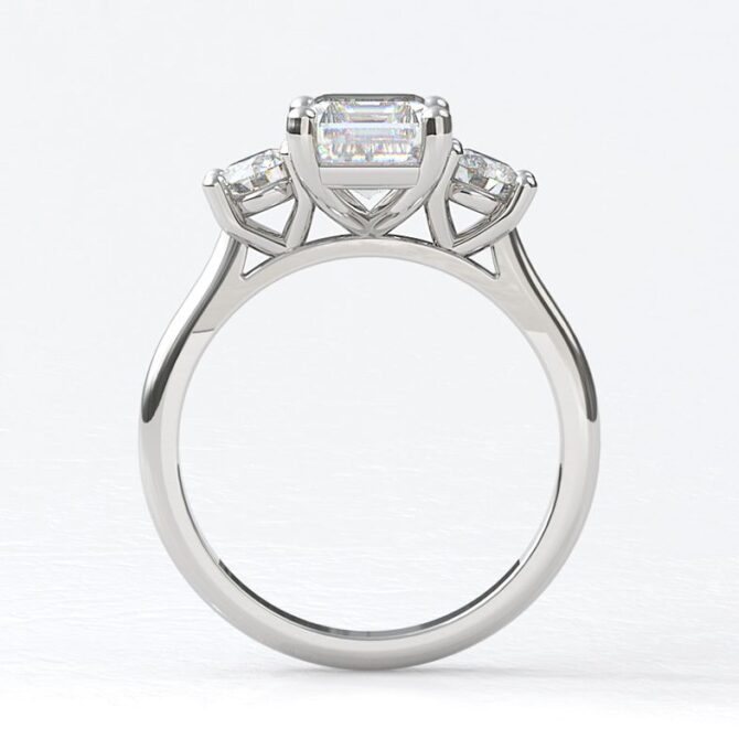 tr1061-18k-white-gold-emerald-and-round-cut-diamond-three-stone-engagement-ring-image-2