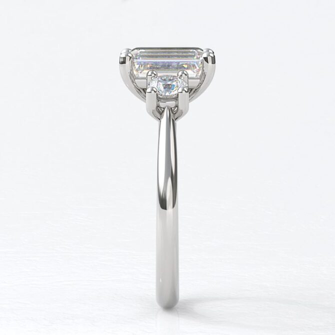 tr1061-18k-white-gold-emerald-and-round-cut-diamond-three-stone-engagement-ring-image-3