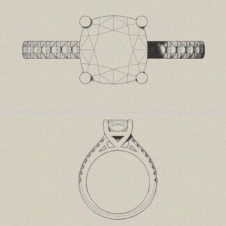 SB2057-bespoke-designed-cushion-cut-diamond-claw-set-side-stone-ring-image-1