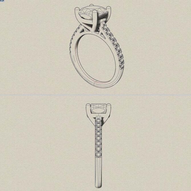 SB2057-bespoke-designed-cushion-cut-diamond-claw-set-side-stone-ring-image-2