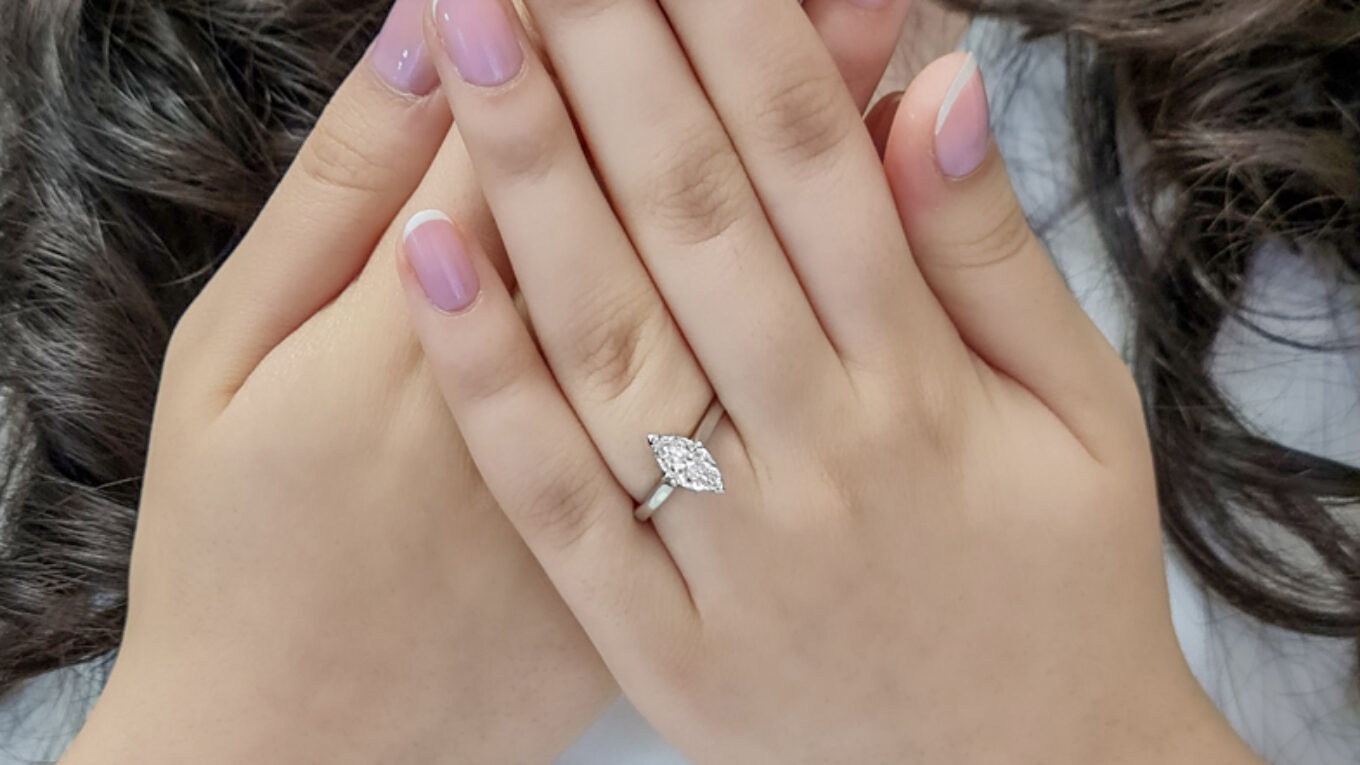 1.00ct Marquise Cut Moissanite Solitaire Ring MSR1042 1