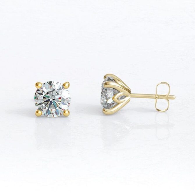 ber222-L-2.00ct-yellow-gold-lab-grown-round-cut-diamond-tulip-style-stud-earrings-image-2