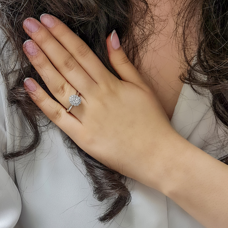 Oval Cut Halo Engagement Ring VR1009 Bespoke Diamonds