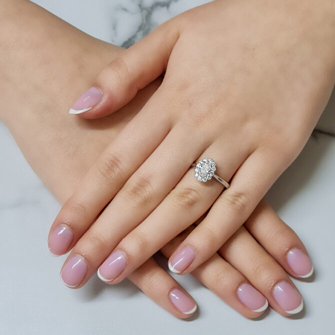 0.81 Carat Floral Style Ring VR2090 on hand 4