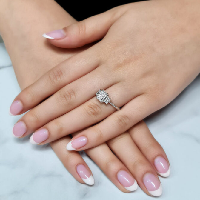 Three stone radiant cut diamond engagement ring from Dublin Jewellers in Ireland - image 2