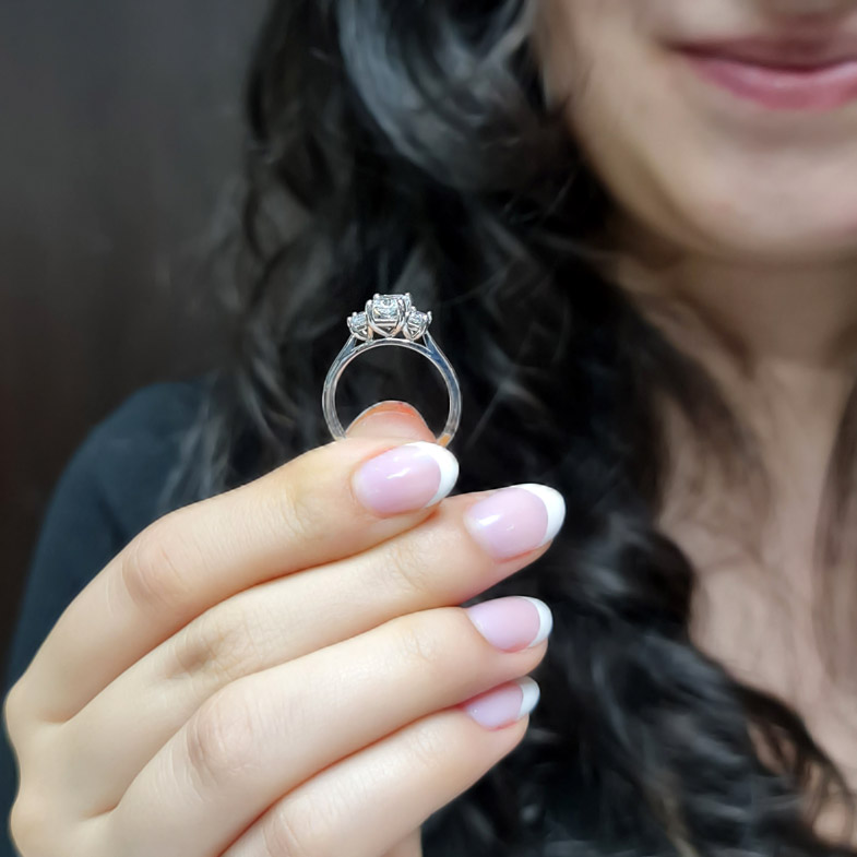 Radiant Cut Trilogy Engagement Ring TR1055 Bespoke