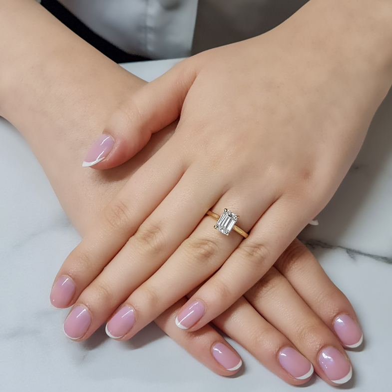 Emerald Cut Solitaire Diamond Ring SR1018 Bespoke