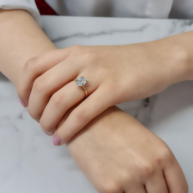 1.67ct Oval Cut Solitaire Diamond Ring SR2050 on hand 1