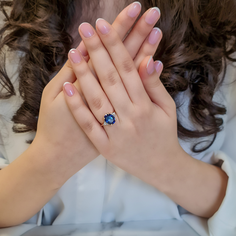 Oval Cut Sapphire Diamond Ring CR1051 Bespoke Diamonds - Main Image