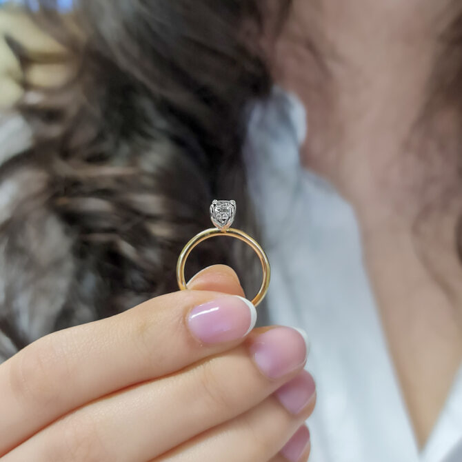 0.55ct Lab Grown Radiant Cut Solitaire Ring SR2034 on hand 1