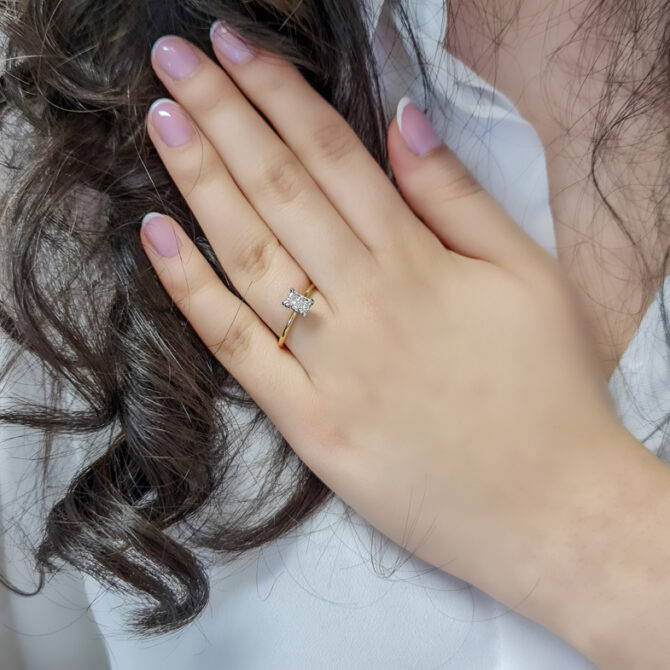 0.55ct Lab Grown Radiant Cut Solitaire Ring SR2034 on hand 3