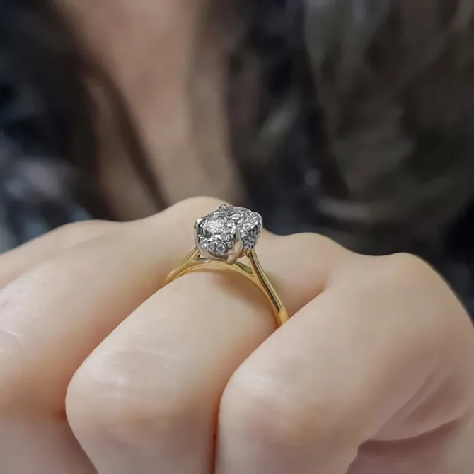 1.85ct Hidden Halo Oval Cut Single Stone Ring on hand 1