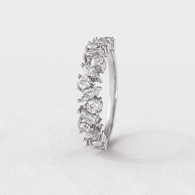 Marquise and round diamond wedding made in Ireland in white gold sb4551