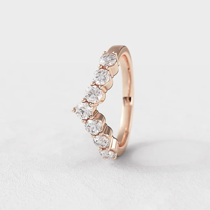 Rose gold V shape diamond wedding ring sb4200
