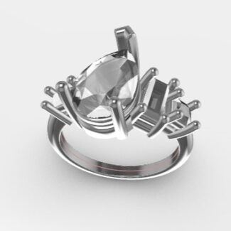 Custom made asymmetric pear and radiant four stone engagement ring SB4819 V3 image 02