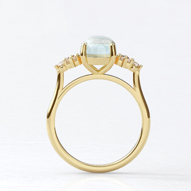 Custom made claw set round moonstone and diamond multi stone engagement ring - SB4803 v2 image 01