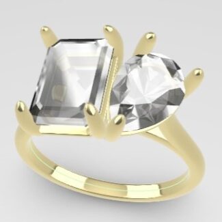 Custom made emerald and pear two stone engagement ring - SB4614 V2 quick image 02