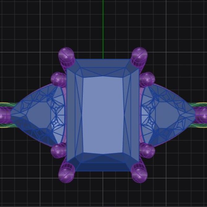 Custom made emerald and trillion three stone engagement ring - sb4967 v4 image 1