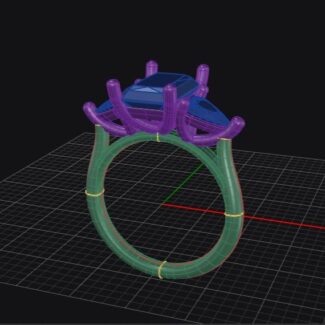 Custom made emerald and trillion three stone engagement ring - sb4967 v4 image 2