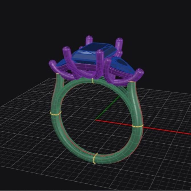 Custom made emerald and trillion three stone engagement ring - sb4967 v4 image 2