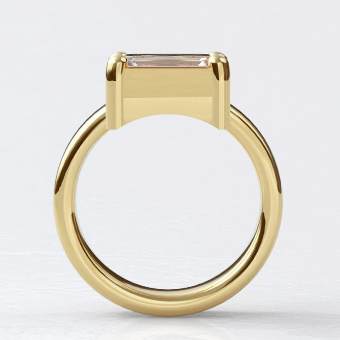 Custom made emerald cut offset solitaire engagement ring - SB4810 image 02