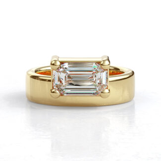 Custom made emerald cut offset solitaire engagement ring - SB4810 image 03