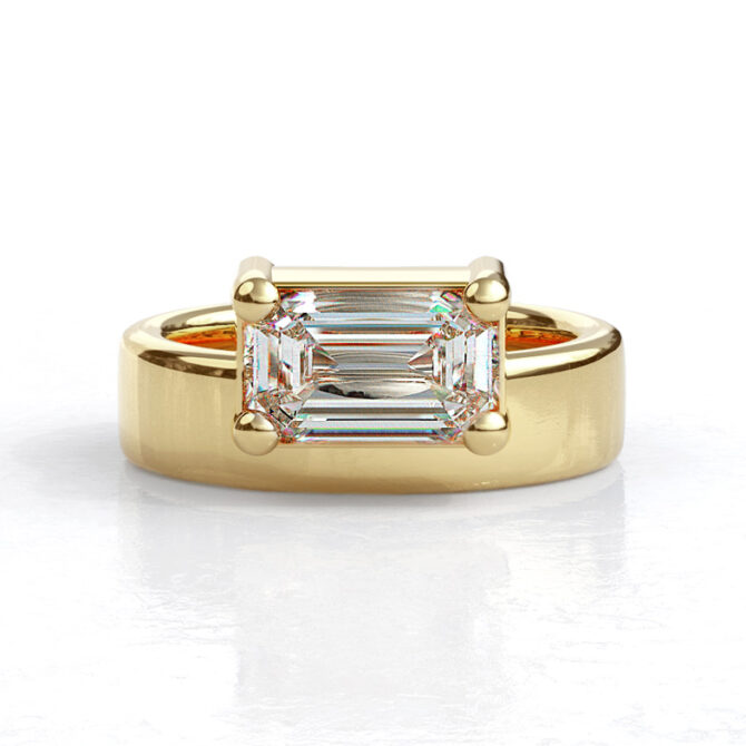 Custom made emerald cut offset solitaire engagement ring - SB4810 image 03