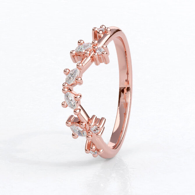 Custom made ladies curved diamond set wedding ring (for sb4128) - sb4841 v1 image 01